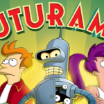 Da sinistra verso destra Fry, Bender e Leela, i personaggi di futurama, rinnovata per una dodicesima stagione