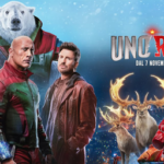 Nell'immagine Lucy Liu, Dwayne Johnson, Chris Evans, Reinaldo Faberlle come voce dell'orso polare e J.K. Simmons nei panni di Babbo Natale