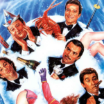 Nell'immagine i visi dei personaggi del film Vacanze di Natale 90