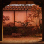 Un chiostro giapponese ripreso nella locandina di World of Shogun un evento per presentare la serie disney shogun