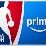 Nell'immagine i loghi della NBA americana e di Prime Video. Quest'ultimo trasmetterà le partite di basket americano