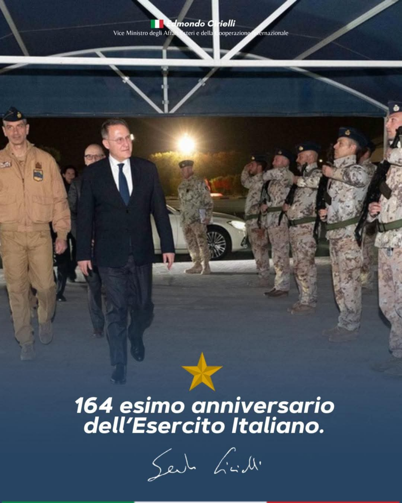 Cirielli per il 164esimo anniversario della fondazione dell’ Esercito Italiano