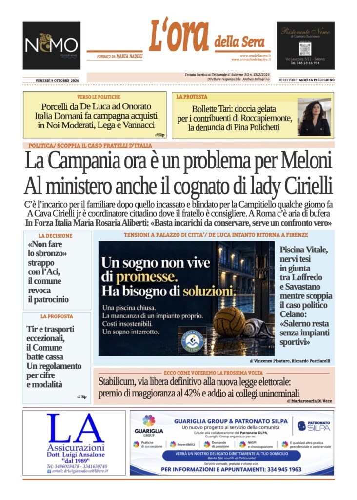 ORA 9 ottobre 2026